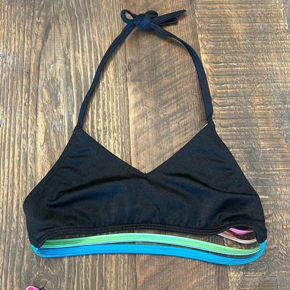 Random Hearts Black / Colored Stripe Bikini Sz. 12 - Picture 2 of 5